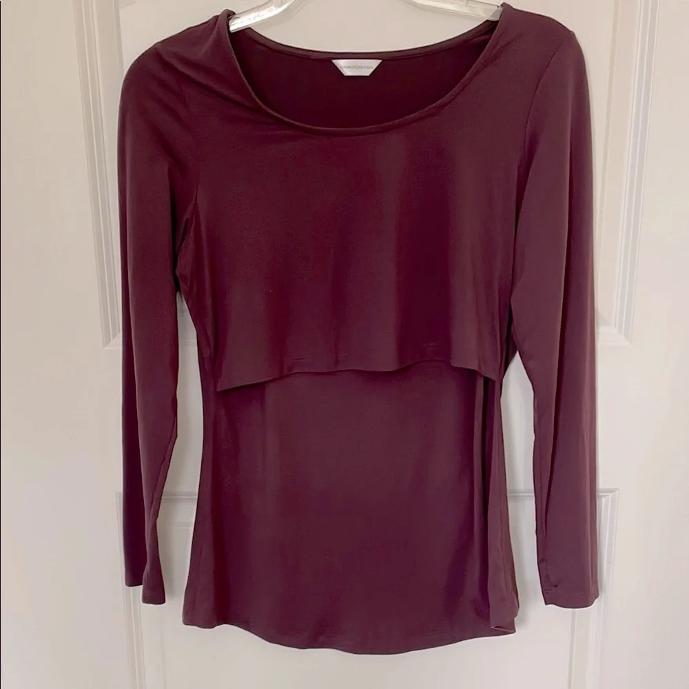 Kindred Bravely Nursing Burgundy Long Sleeve Top Medium New Mom